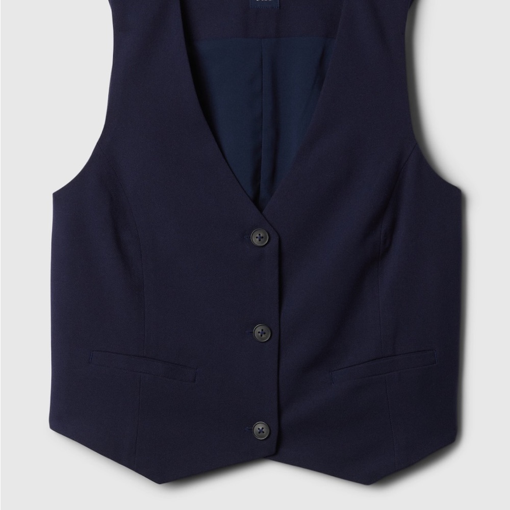 Navy Blue Button-Up Vest